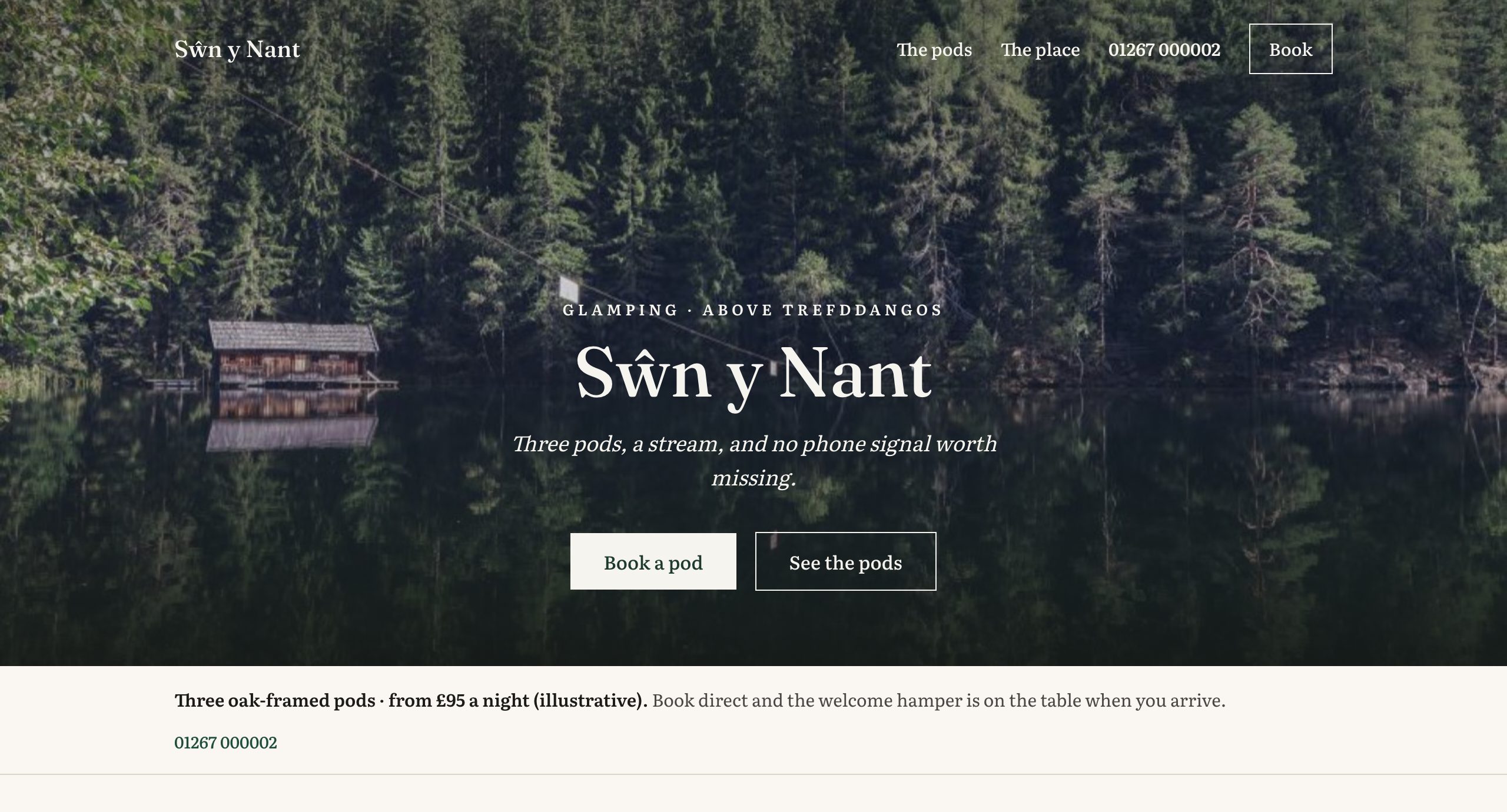 The Sŵn y Nant Glamping demo website
